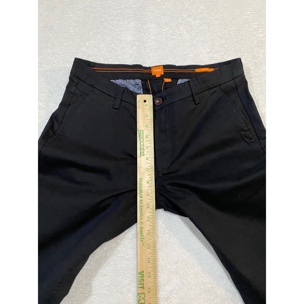 Hugo Boss Orange Label Slim Fit Chinos Mens 32 Black Cotton Trousers Pants - Picture 3 of 10